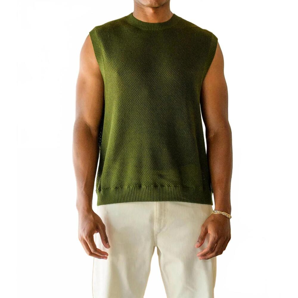 NEW MAVRANS crotchet knit vest in dark green